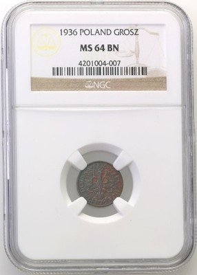 II RP 1 grosz 1936 NGC MS64 BN