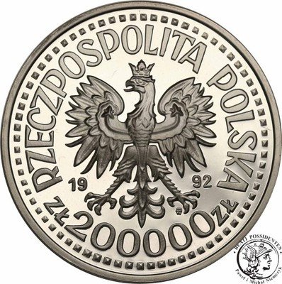 200 000 złotych 1992 Warneńczyk półpostać st.L/L-