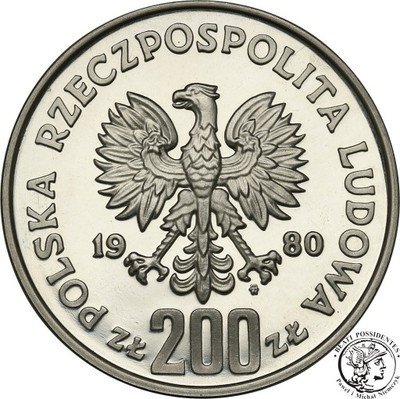 PRÓBA SREBRO 200 złotych 1980 Chrobry st.L-