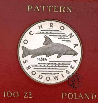 PRÓBA Srebro 100 złotych 1977 Ryba st.L