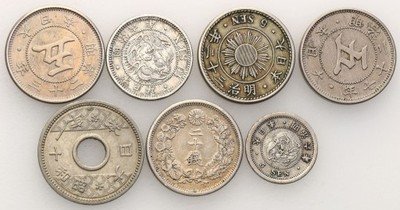 Japonia drobne nominały lot 7 sztuk st.3