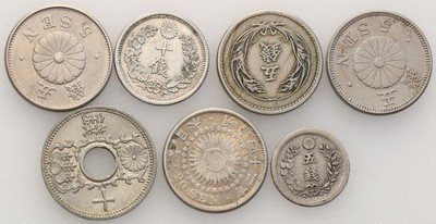Japonia drobne nominały lot 7 sztuk st.3