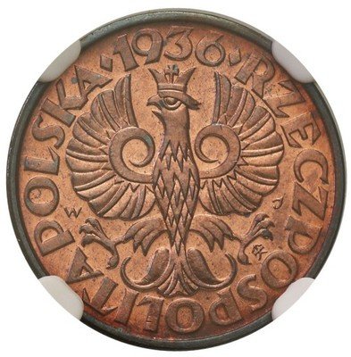 II RP 2 grosze 1936 NGC MS66 RB
