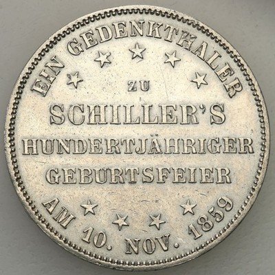 Niemcy Frankfurt TALAR 1859 Schiller st.3+