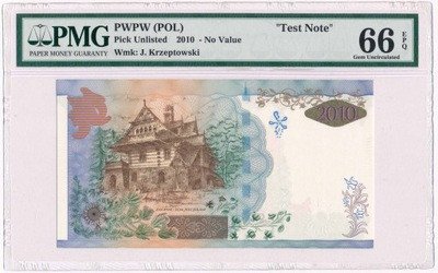 Banknot PWPW banknot testowy 2010 SABAŁA PMG 66 EP