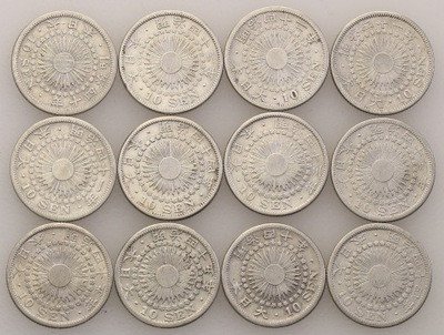 Japonia 10 Sen XX w. lot 12 szt. st.2-/3+