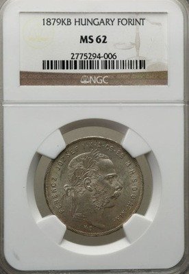 Węgry Forint 1879 Kremnica NGC MS62