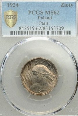 II RP 1 złoty 1924 PCGS MS62