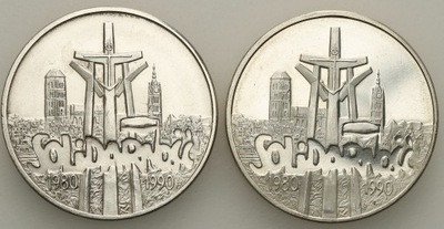 100 000 zł 1990 Solidarność typ A lot 2 szt. st.1