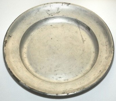 Talerz cynowy datowany 1787