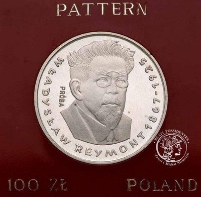 PRÓBA SREBRO 100 złotych 1977 Reymont st.L