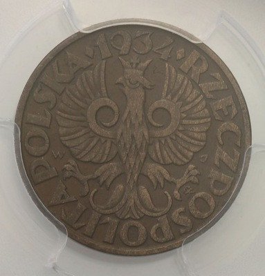 II RP 5 groszy 1934 PCGS AU50 RZADKOŚĆ