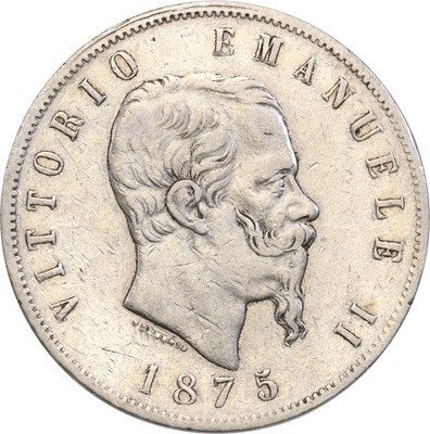 Włochy 5 lirów 1875 M st.3
