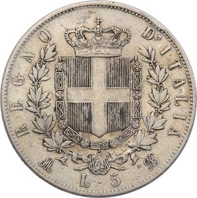 Włochy 5 lirów 1875 M st.3