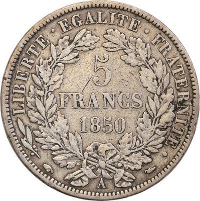 Francja 5 franków 1850 A st.3+