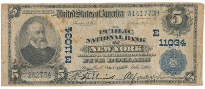 Banknot USA 5 dolarów 1917 New York National st.5