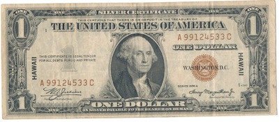 Banknot USA 1 dolar 1935 A Silver Hawaii st.3+