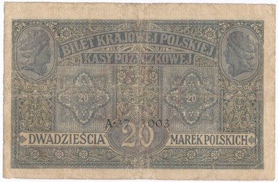 Banknot 20 Marek Polskich 1917 ...jenerał st.3-