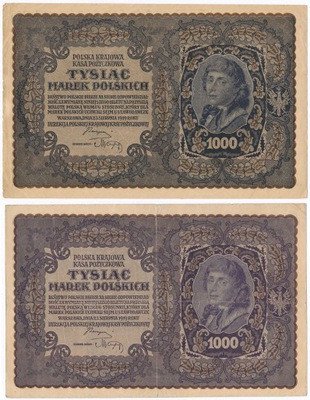 Banknoty 1000 Marek Polskich 1919 lot 2 szt. st.3