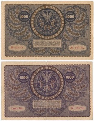 Banknoty 1000 Marek Polskich 1919 lot 2 szt. st.3