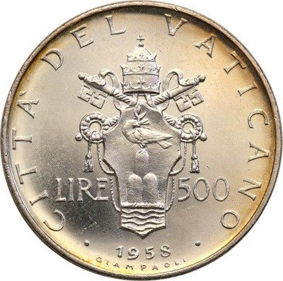 Watykan 500 Lire 1958 Pius XII st.1