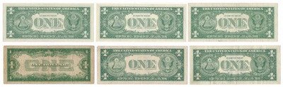 Banknoty USA 1 dolar SILVER lot 6 sztuk st.2/4