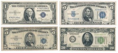 Banknoty USA dolary starsze emisje lot 4 szt st2/3