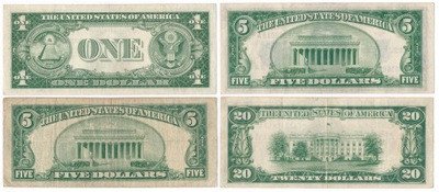 Banknoty USA dolary starsze emisje lot 4 szt st2/3