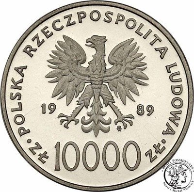10 000 złotych 1989 Jan Paweł II Kratka st.L-