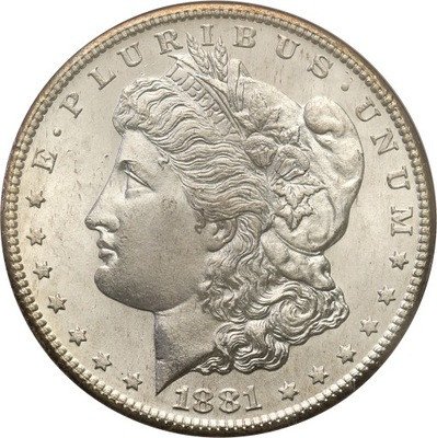 USA 1 dolar 1881 ''S'' San Francisco NGC MS65