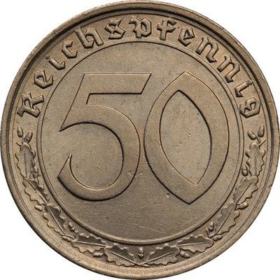 Niemcy III Rzesza 50 Fenigów 1939 A st.1 PIĘKNY