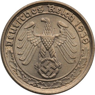 Niemcy III Rzesza 50 Fenigów 1939 A st.1 PIĘKNY