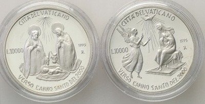 Watykan 10 000 lirów 1995 Jan Paweł II 2 szt. st.L