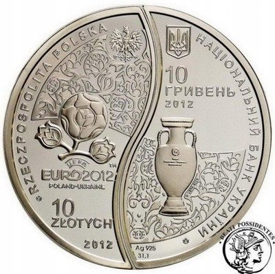 Polska 10 zł +10 hrywien 2012 EURO Ukraińskie st.L