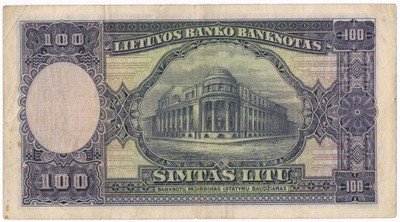 Banknot Litwa 100 Litów 1928 Kowno seria B st.3