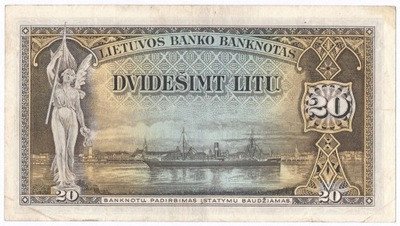 Banknot Litwa 20 Litów 1930 seria A st.3+
