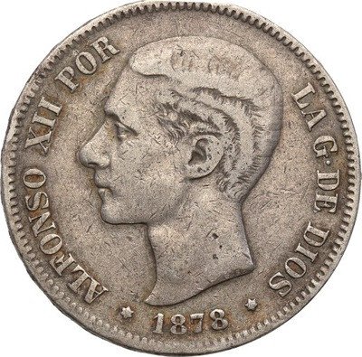 Hiszpania 5 Pesetas 1878 st.3
