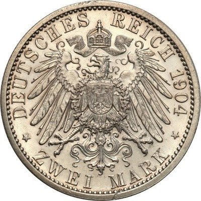 Niemcy Mecklenburg-Schwerin 2 Marki 1904 st.3+