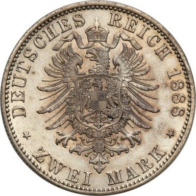 Niemcy Prusy 2 Marki 1888 A Friedrich III st.3+