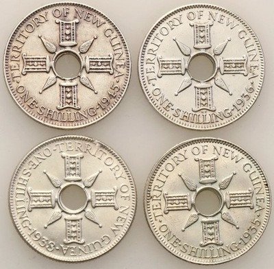 Papua Nowa Gwinea 1 shilling lot 4 szt st 1/2