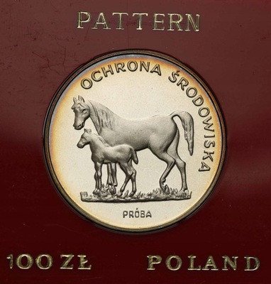 PRÓBA srebro 100 złotych 1981 Konie st.L