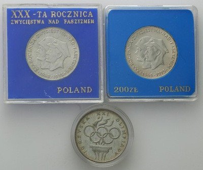 200 złotych 1975-76 lot 3 szt. st.1