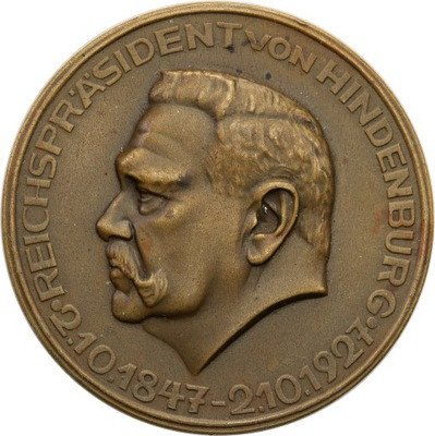 Niemcy medal 1927 Hindenburg brąz st.1