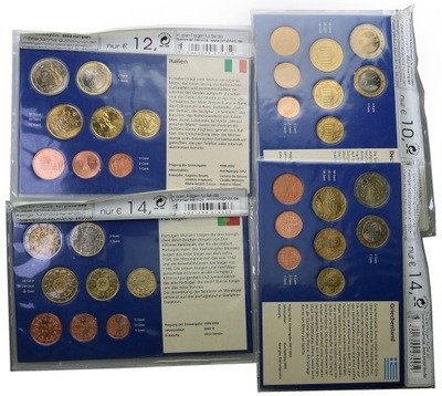 Europa monety euro - różne kraje - 4 blistry st.1