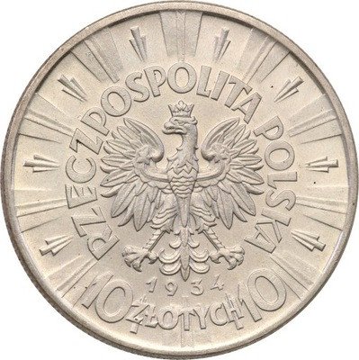 II RP 10 złotych 1934 Piłsudski st.3+ RZADKIE