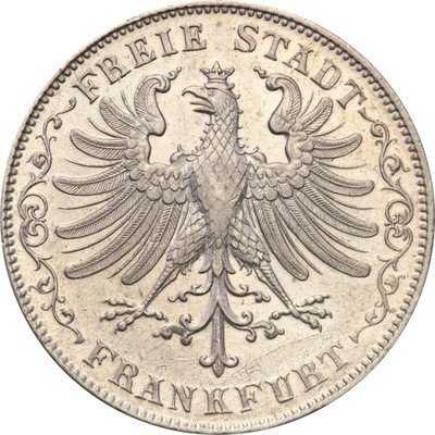 Niemcy Frankfurt 1 Gulden 1843 st.2+ PIĘKNY