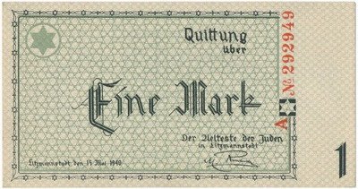 Banknot Getto Litzmannstadt Łódź 1 Marka 1940 st1-