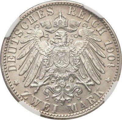 Niemcy Brema 2 Marki 1904 J NGC MS63