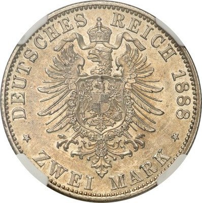 Niemcy Prusy 2 Marki 1888 A Friedrich III NGC AU58