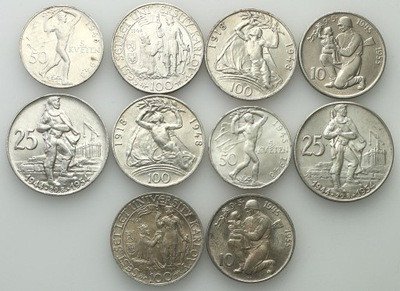 Czechosłowacja monety srebrne lot 10 szt. st.1